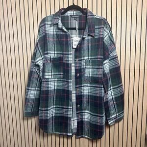 292 Davi & Dani Plaid Button-Down Shacket (1XL, NWT)